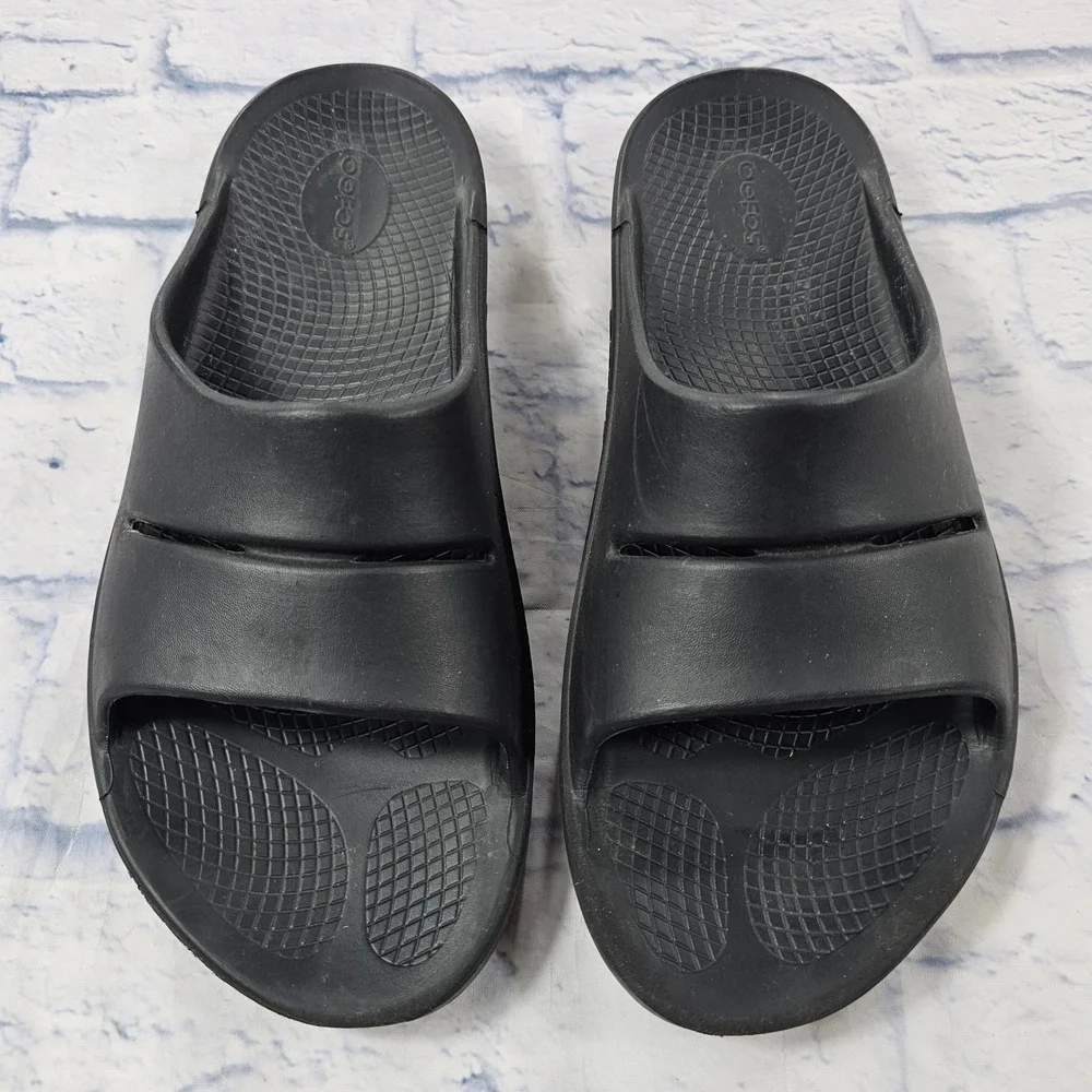 OOFOS OOahh Recovery Slides Mens 12 Black OOfoam Impact Absorption Sandal